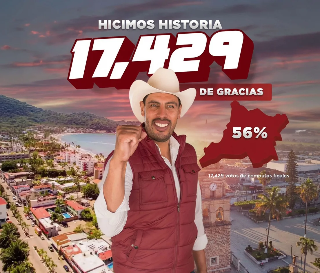 Pieza de cierre con el resultado electoral de Gustavo Ayón.