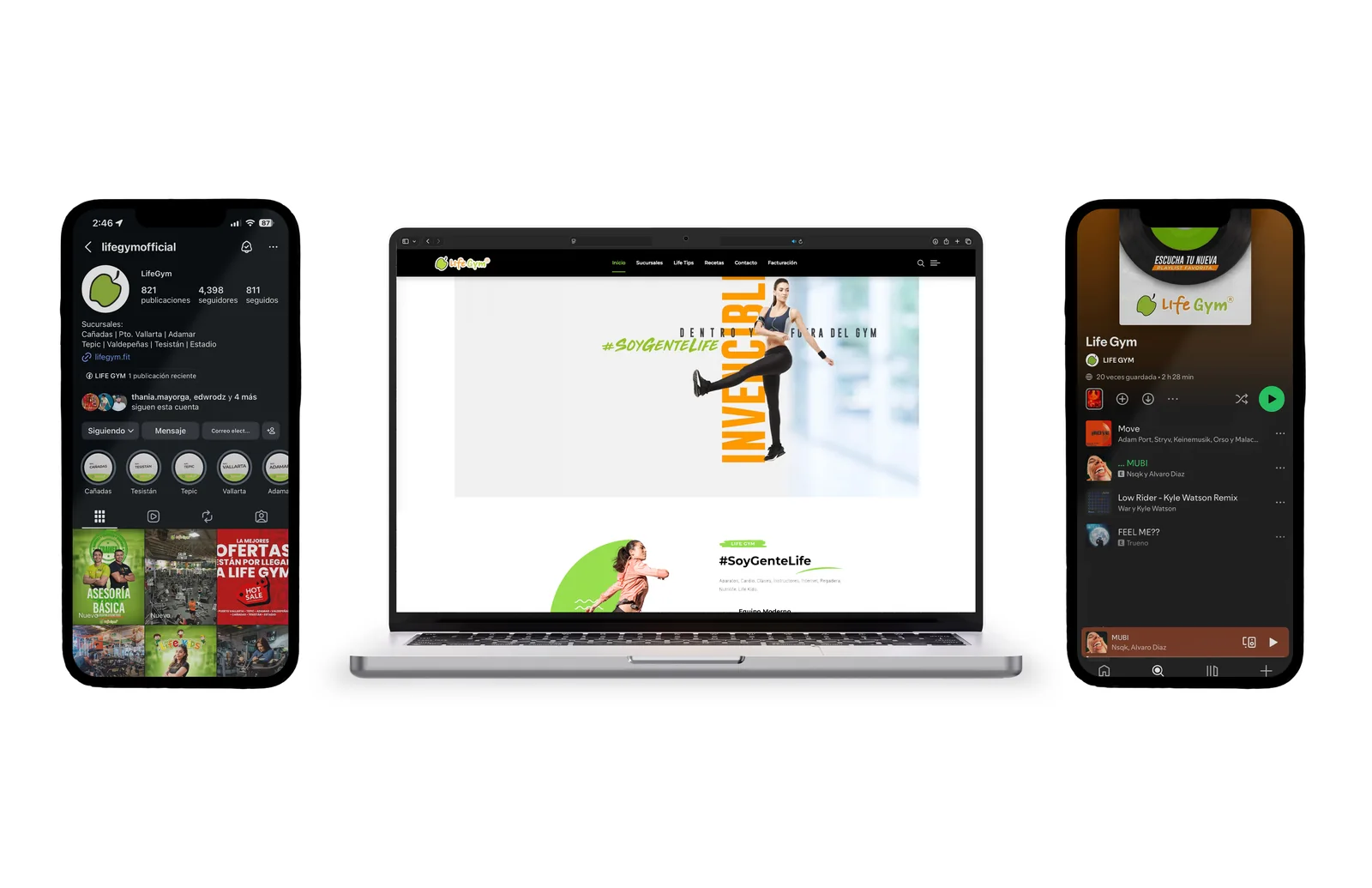 Life Gym · Sitio y canales digitales