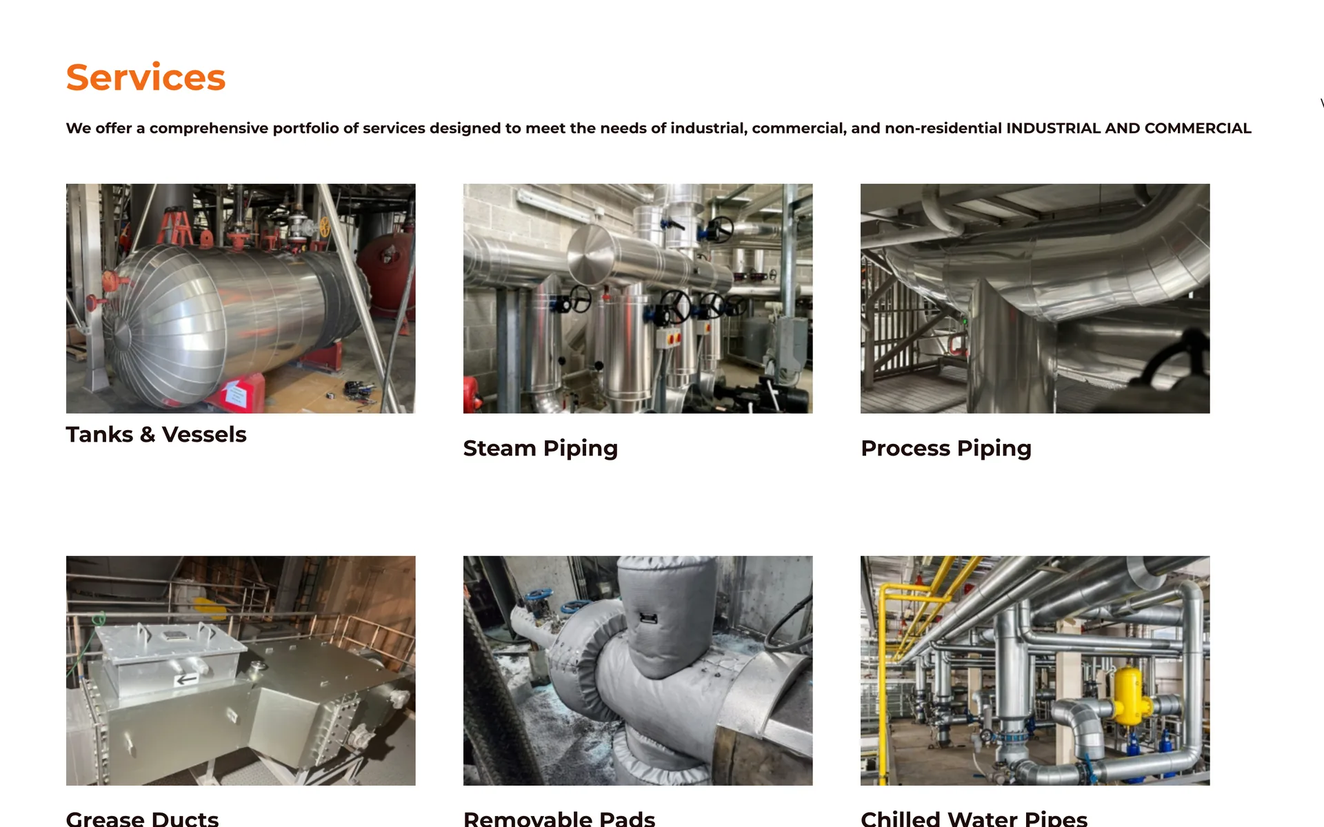 Sección de servicios del sitio de Phoenix Sun Insulation.